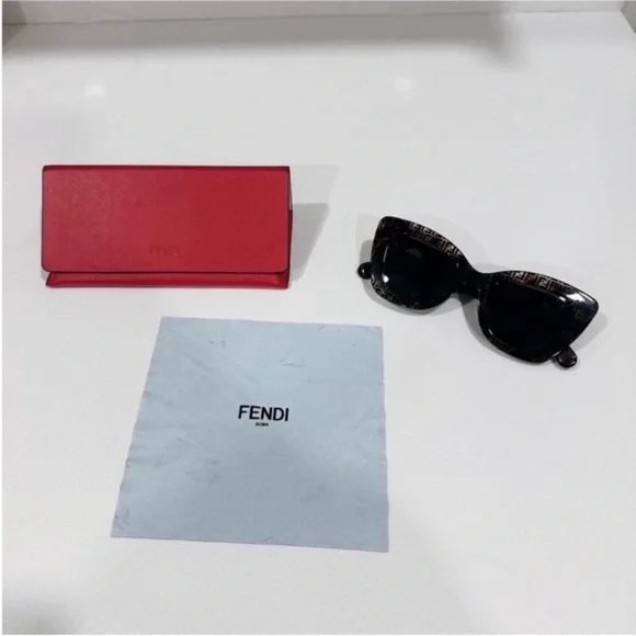 Fendi Women's Cat-Eye Sunglasses - Black and Brown - Picture 2 of 13